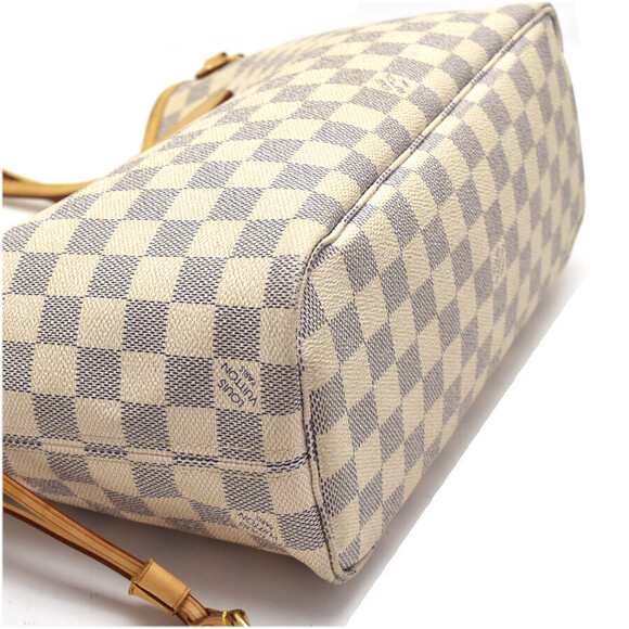 Louis Vuitton Neverfull Tote Bag Damier Azur White Canvas Leather - Picture 5 of 9